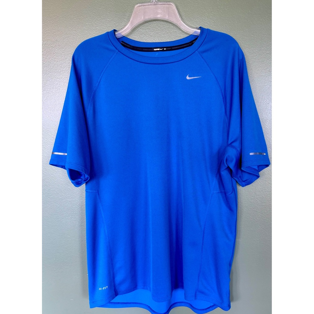 Nike Dri-FIT Mens Running Shirt Blue Short Sleeve Training Tshirt Large